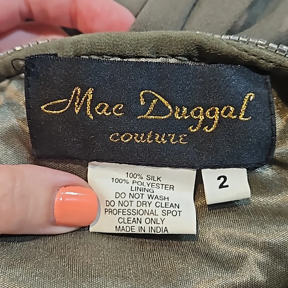 Mac Duggal beaded ruffle silk padded mini dress - Picture 8 of 11